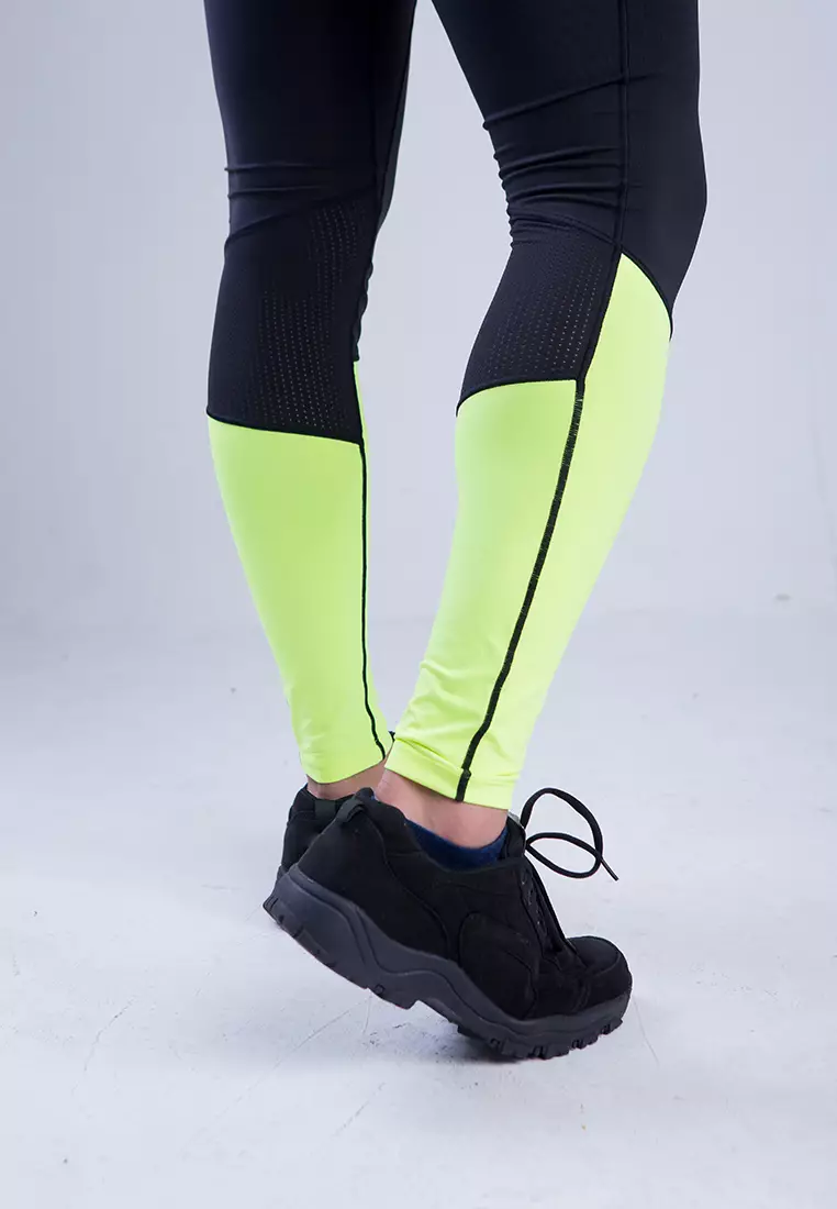 Amnig Men Ardor Compression Long Pants (Black/Fuel Yellow)
