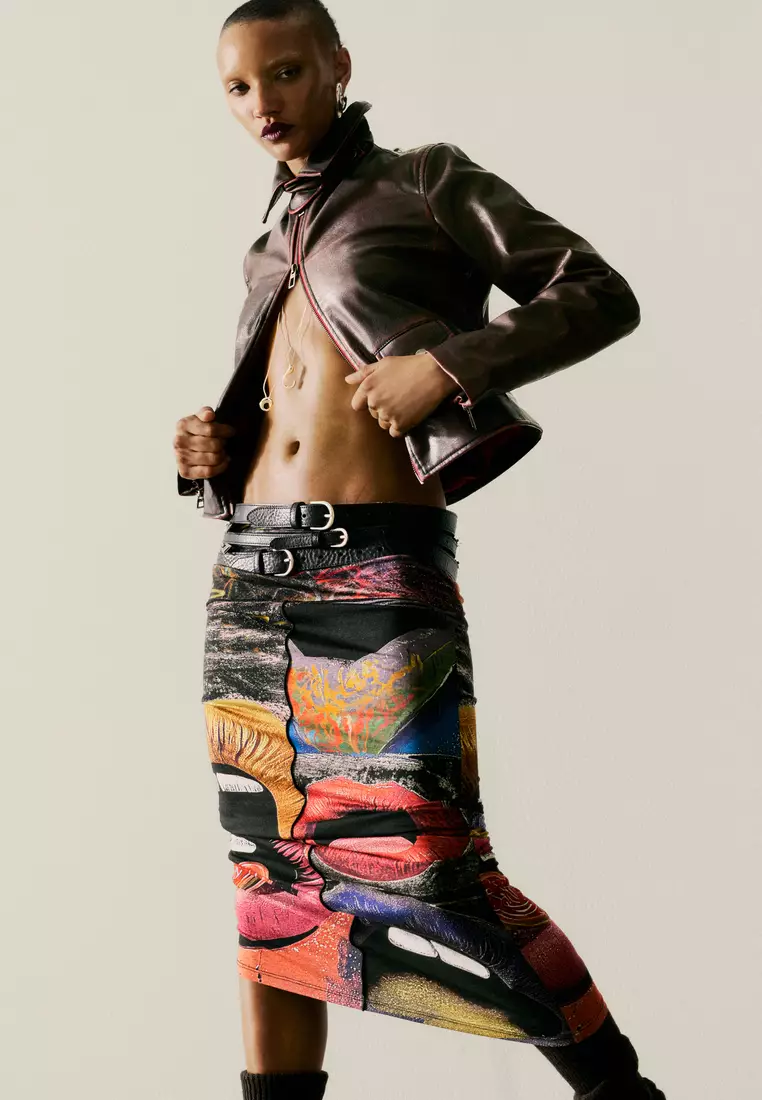 PRINTED SKIRT WITH LIPS