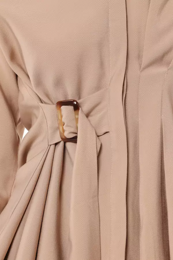 MINIMAL - Emika - Kemeja Lipit with belt - Beige