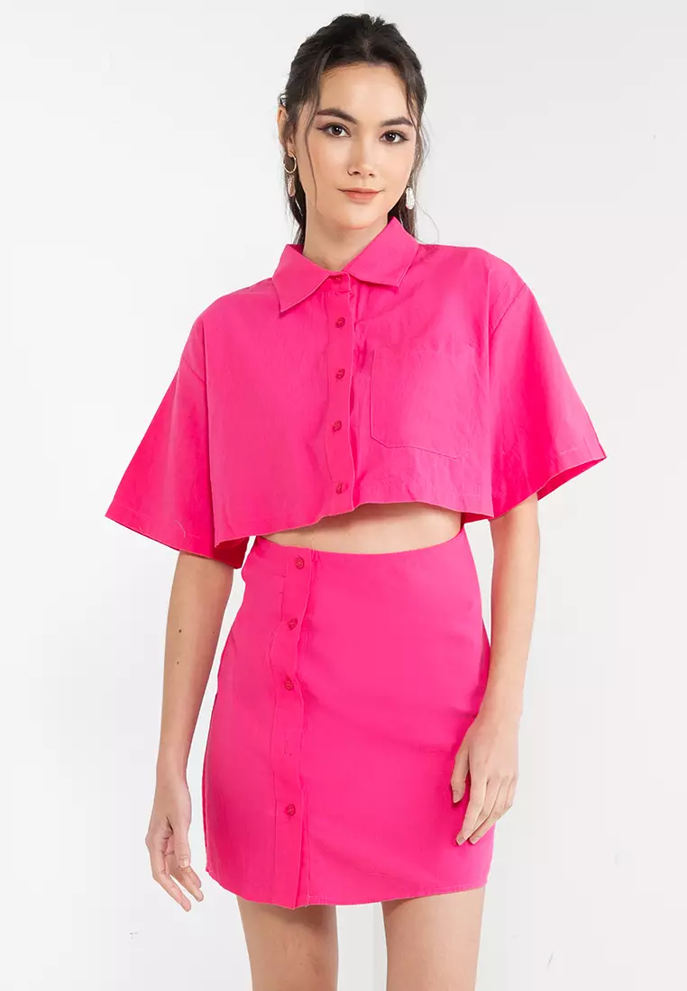 Jual KNUE Cutout Mini Shirt Dress Original 2023 | ZALORA Indonesia
