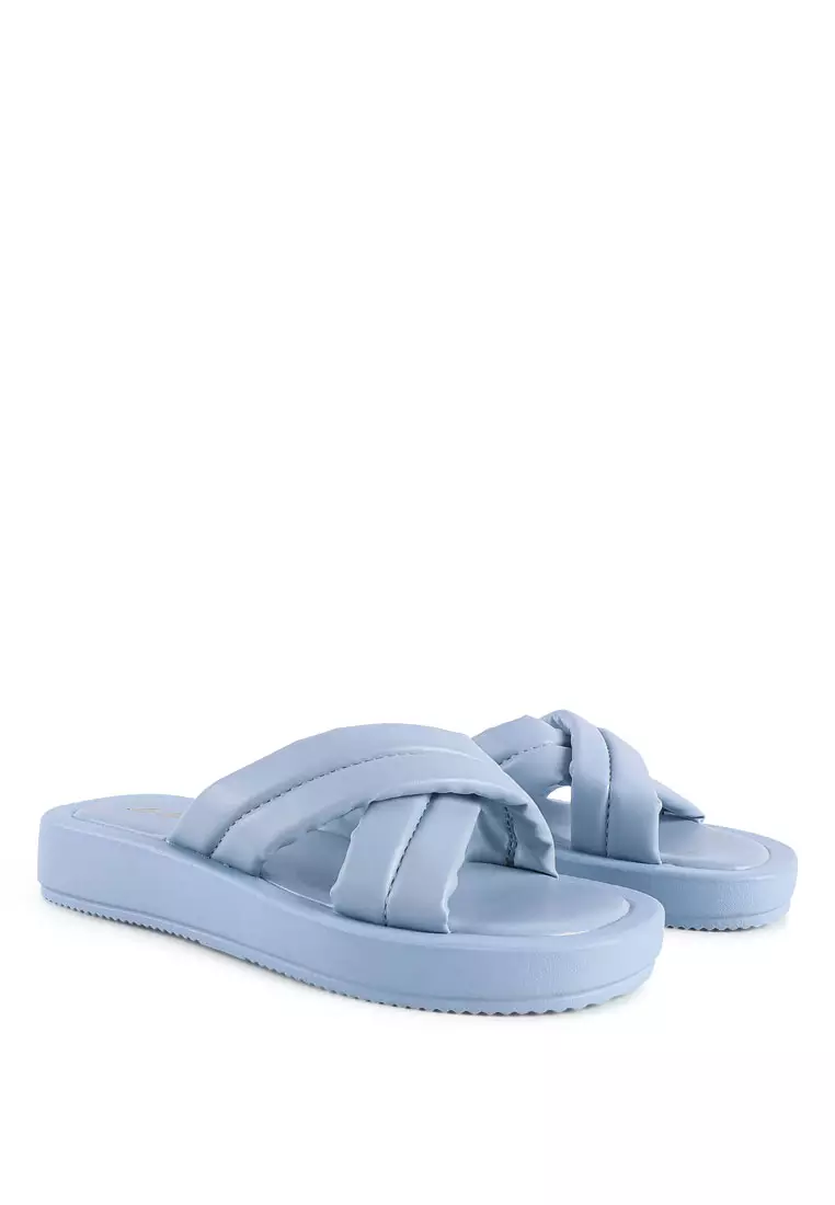 Buy London Rag Blue Quilted Platform Slider Sandals Online | ZALORA ...