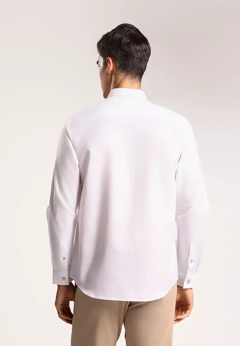 MOC Kemeja Koko Lengan Panjang Pria Maqdis - White