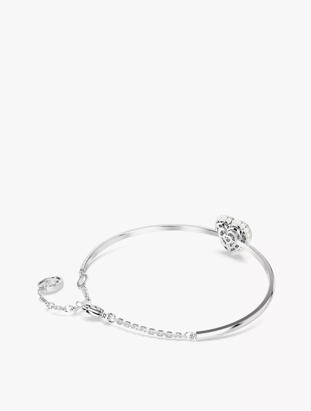 Hyperbola Bangle, Heart, White, Rhodium Plated - White