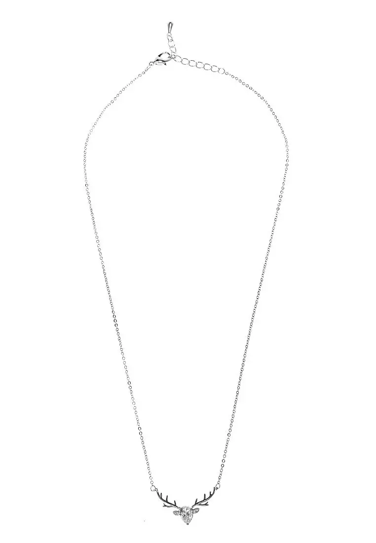 Kalung Aksesoris Wanita Berbentuk Rusa Design Elegant - Silver