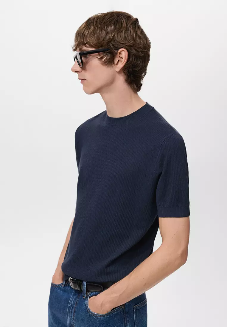 Ribbed Knit T-Shirt