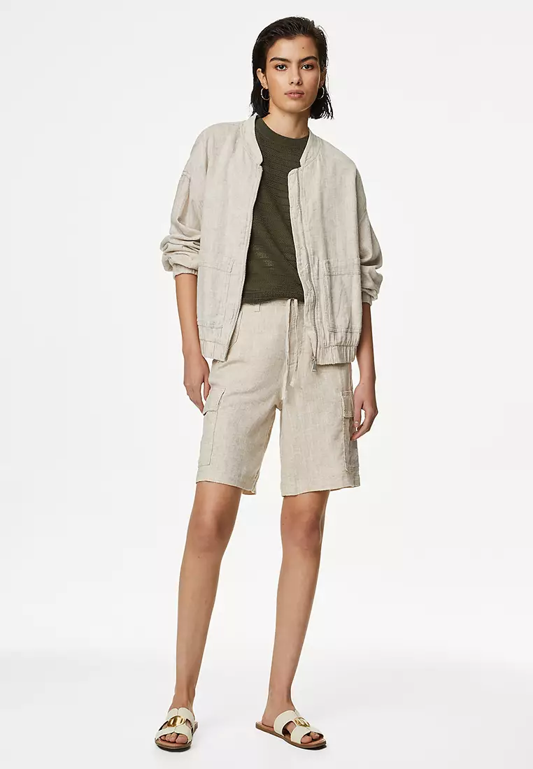 Linen Rich Cargo Utility Shorts
