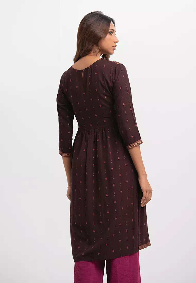 Le Reve 粘胶面料A字褶皱卡米兹