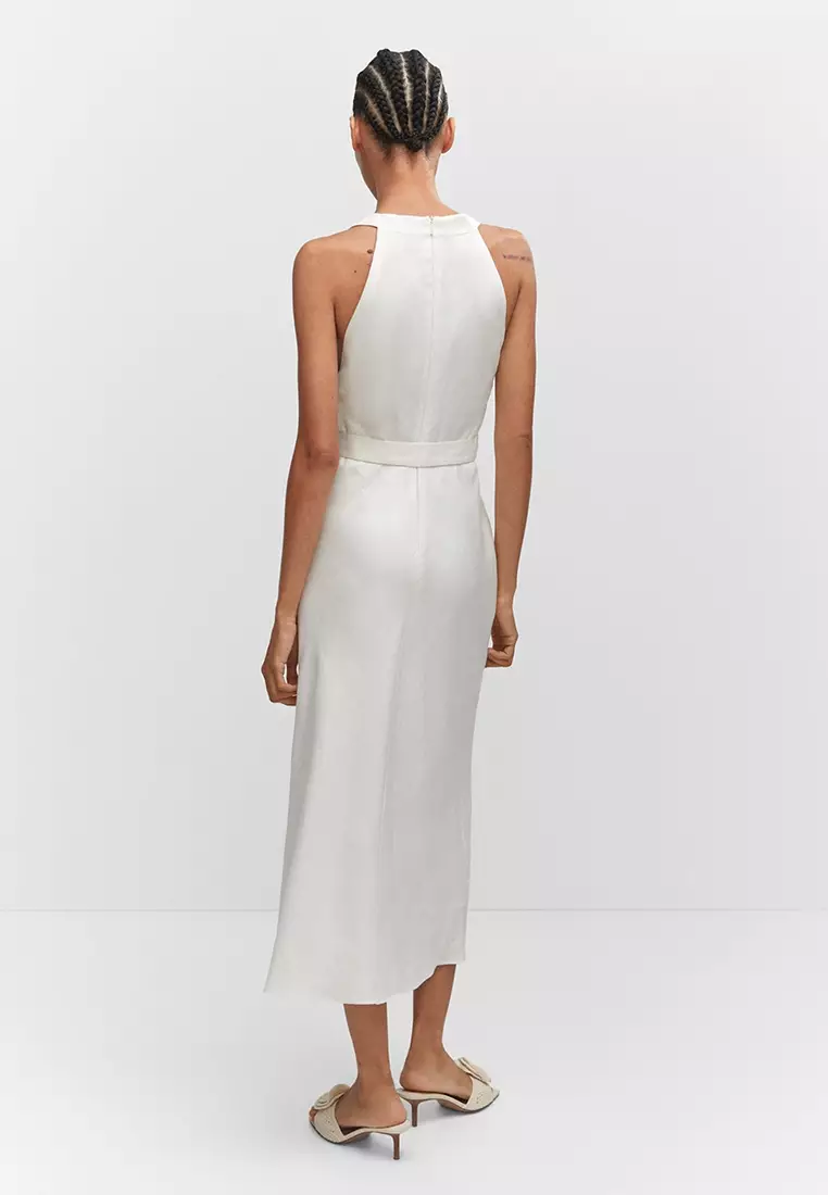 Mango white linen dress sales