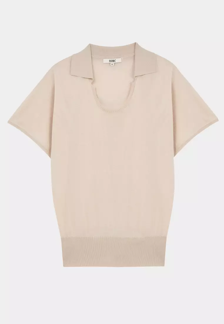 Ivory U-Neck Raglan Sleeve Knit Top