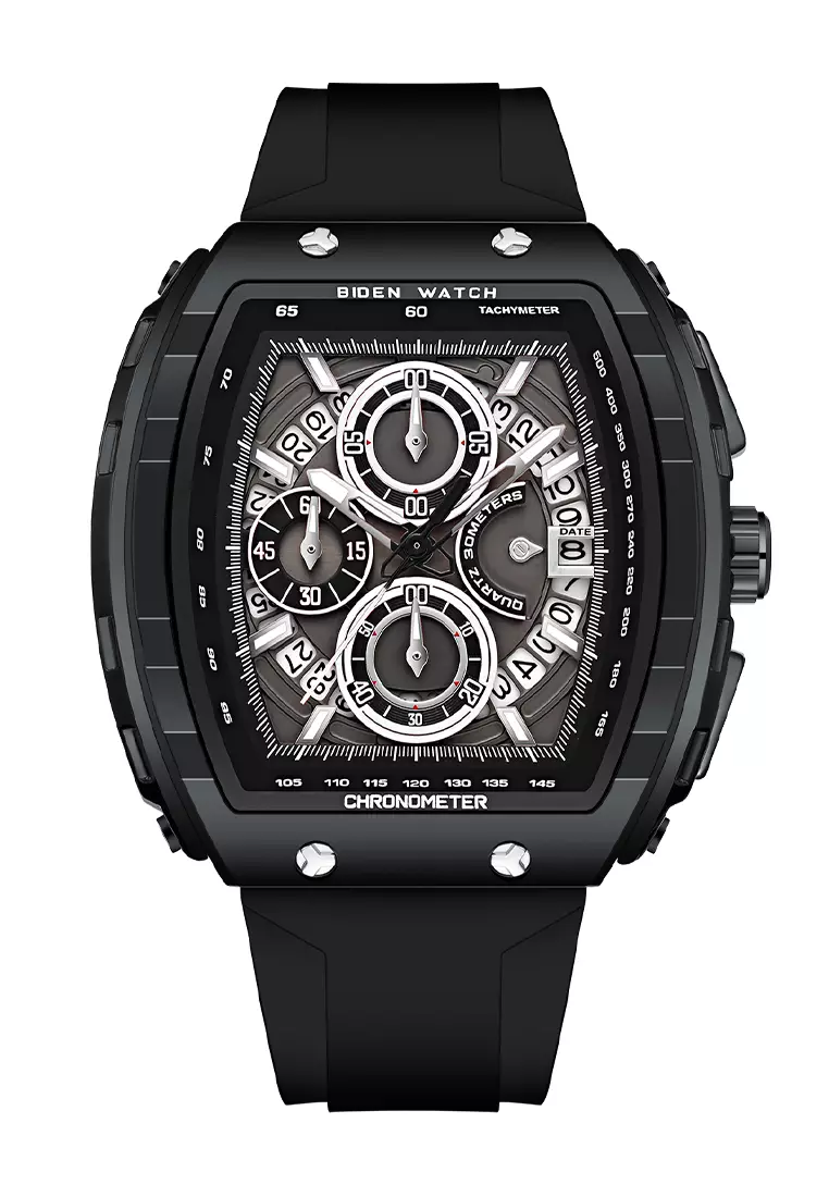 Jam Tangan Pria Olahraga Kalendar Bercahaya Anti Air Tali Silikon Jam Tangan Cowok Original black