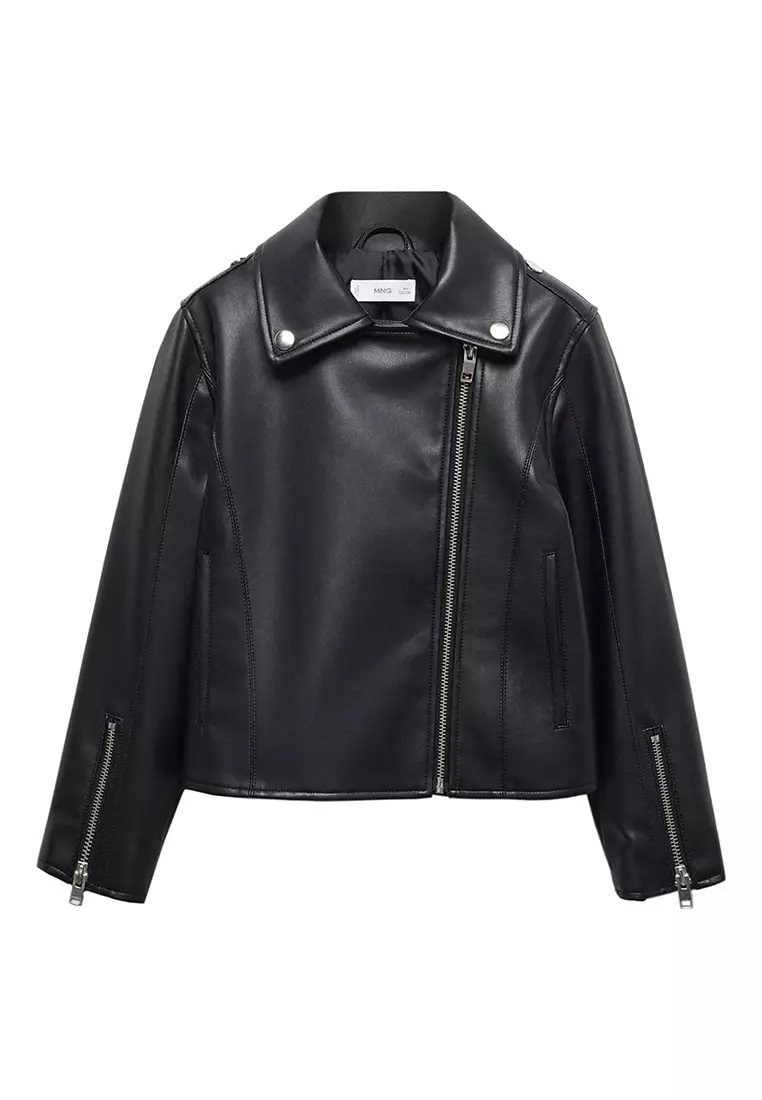 Topshop Solid Black Faux Leather Jacket Size 8 - 63% off