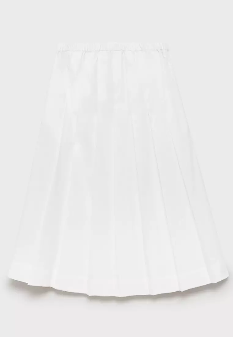 Pleated Skirt White Skirt WHLBF Women's Plus Size Fashion Solid