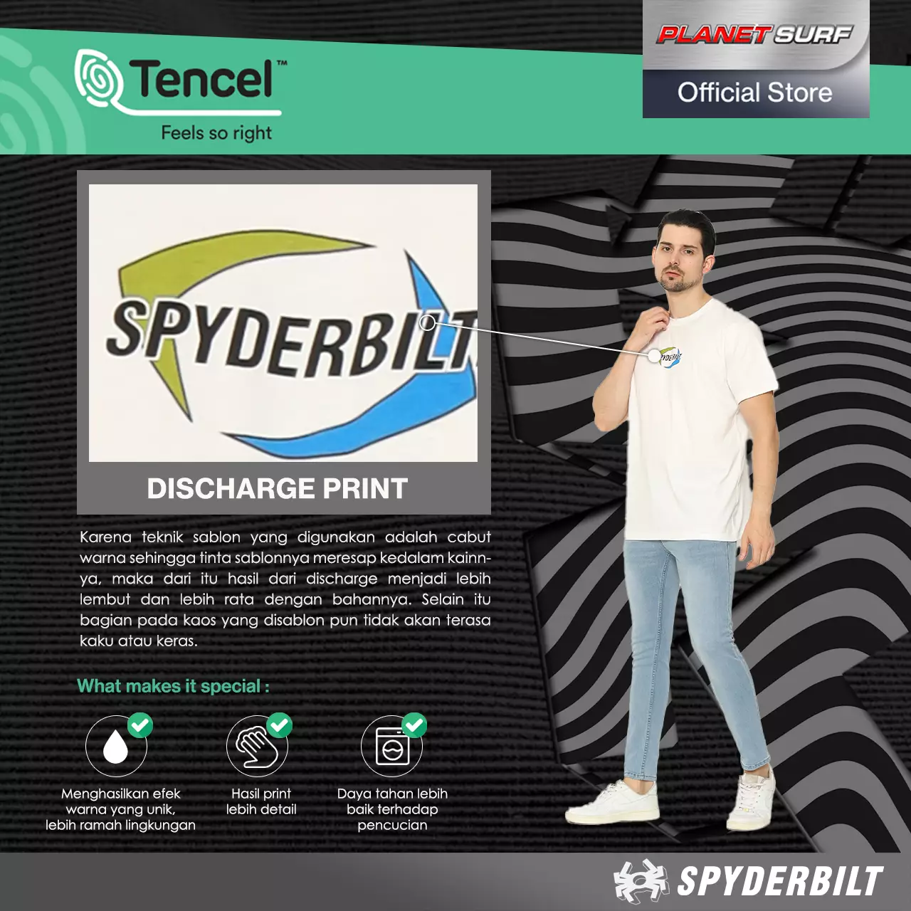 Spyderbilt Kaos Lengan Pendek Pria Spydof Tencel Men Tee Planet Surf