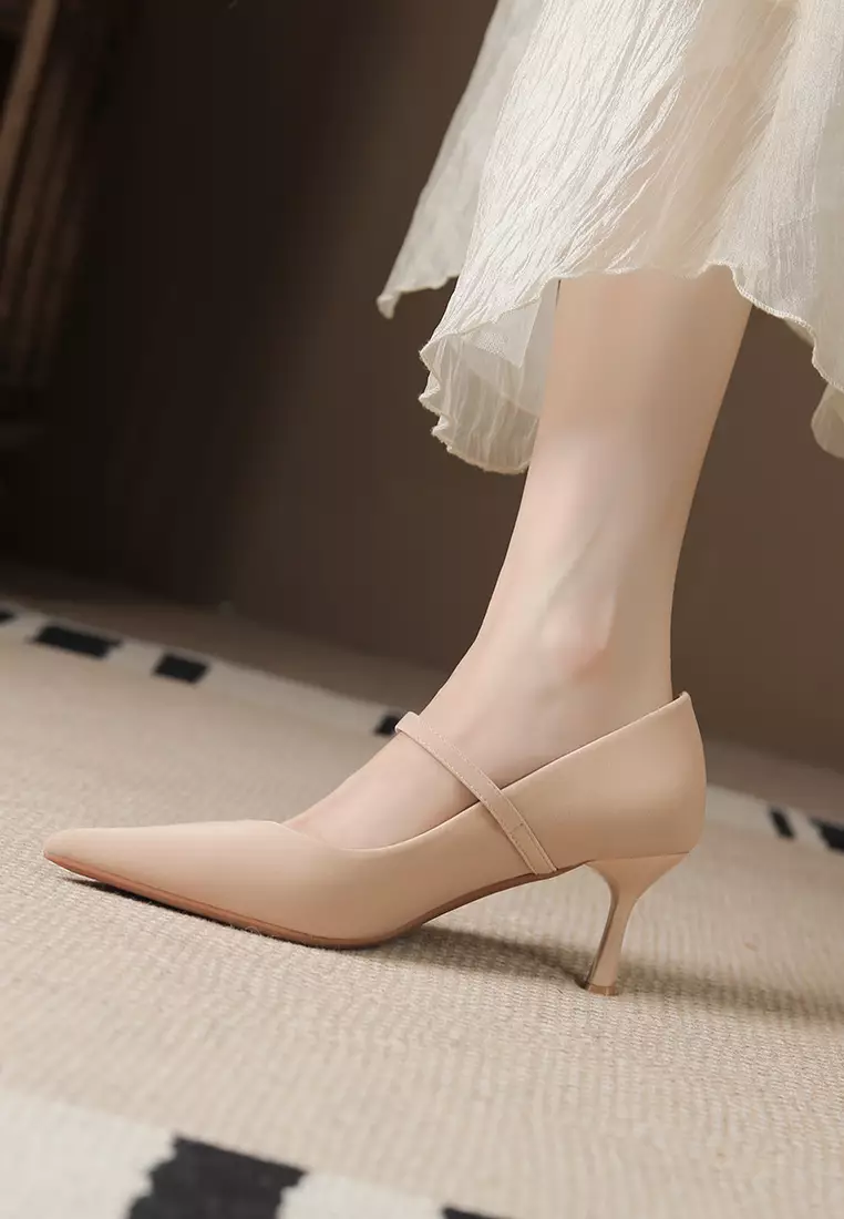 6CM Pearl Strap Satin Wedding Heels XJ3356-3