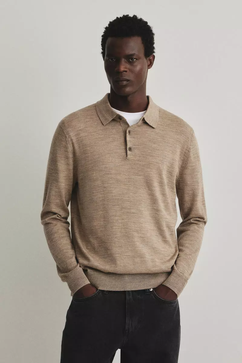 Regular Fit Merino wool polo shirt