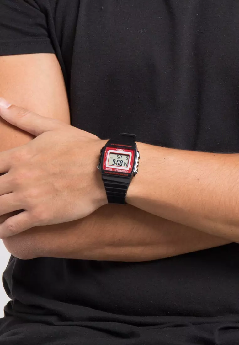 CASIO Jam Tangan Digital W-215H-1A2VDF Hitam Merah