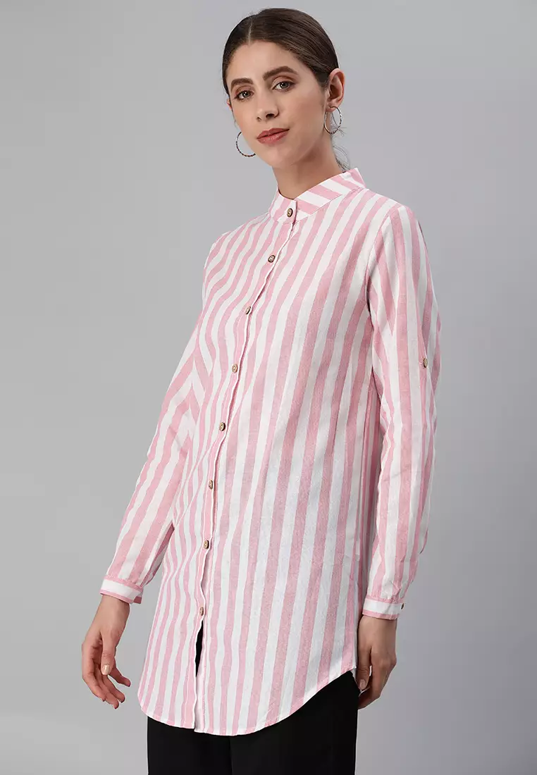 Pink Striped Long Sleeve Shirt