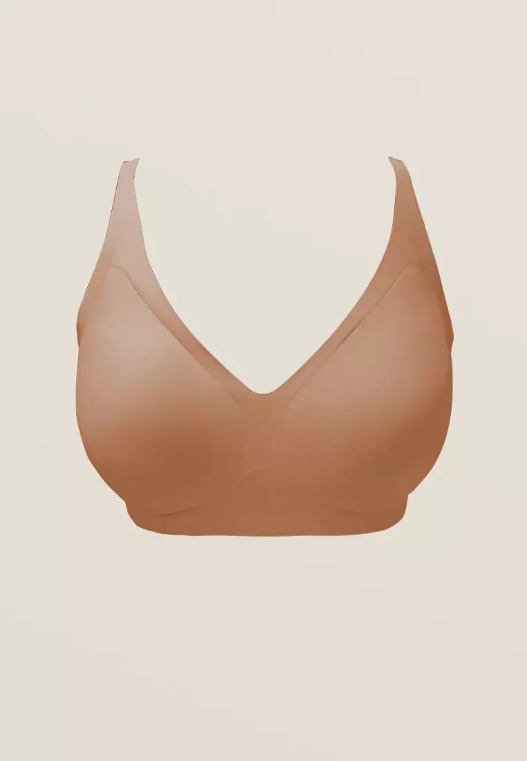 Next to Skin Ladies Seamless Heatpress Comfort Fit Soft Push Up Wireless NonWire Bra Kenzi 1pc (Mocha Mousse)
