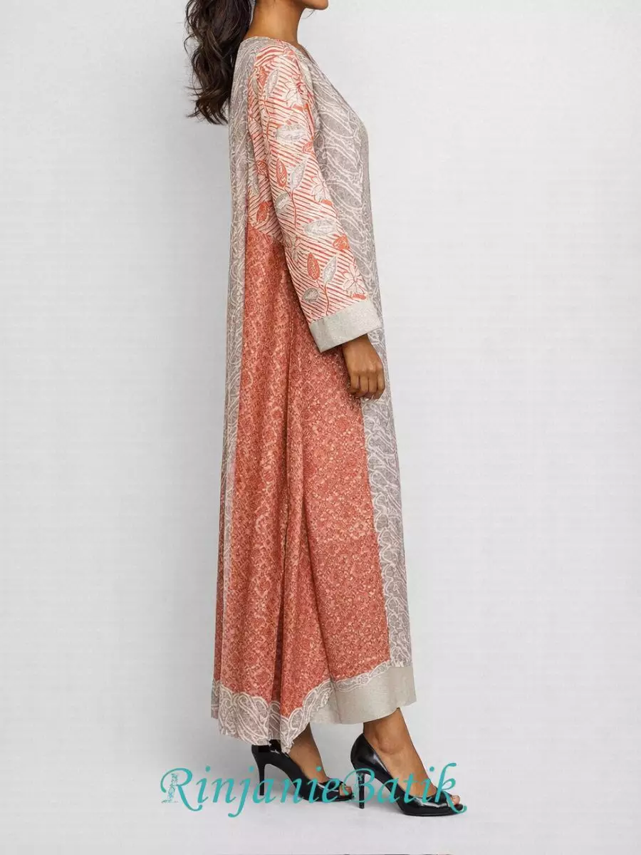 Rinjanie Batik - PDEU TR - Gamis Rhamadani Terracota - Batik Cap - Dress Raya
