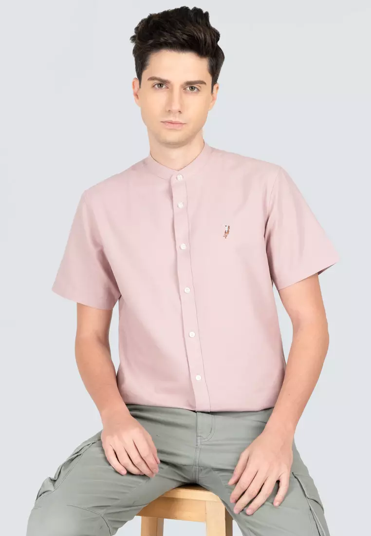 Polo Haus - Men’s Cotton Mix Signature Fit Mandarin Collar Short Sleeve MBSSE003