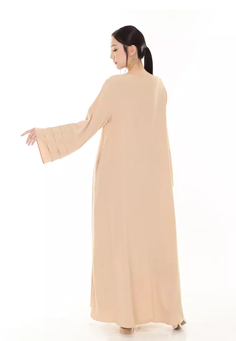 Laura Abaya Long Dress in Nude Brown