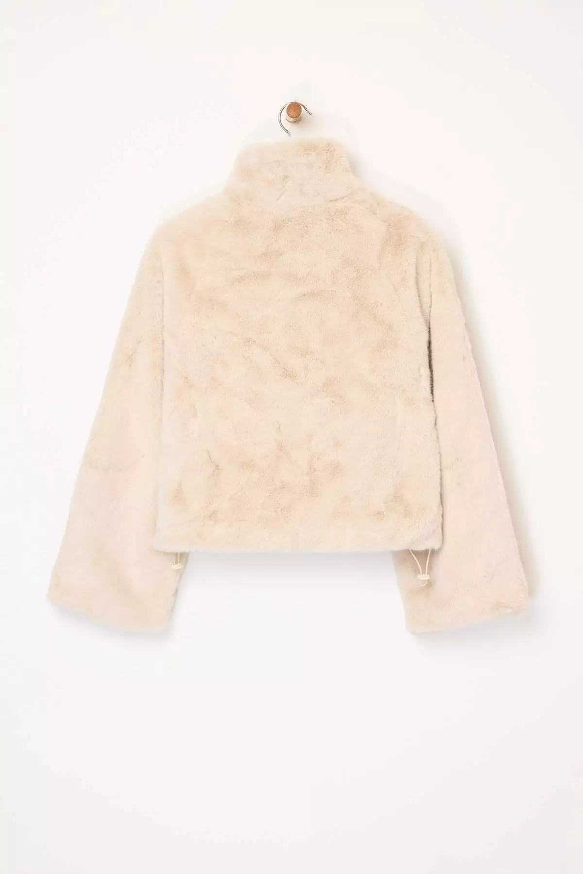 Ecru Oversize Pattern Sleeves Wide Fur Coat Twoaw26Mo22