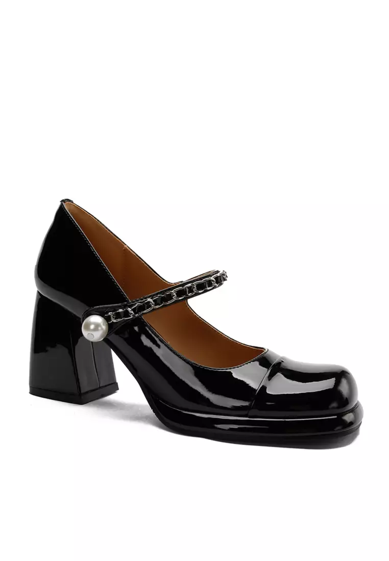 7CM Chain Strap Patent Leather Mary Jane Shoes TE876-5