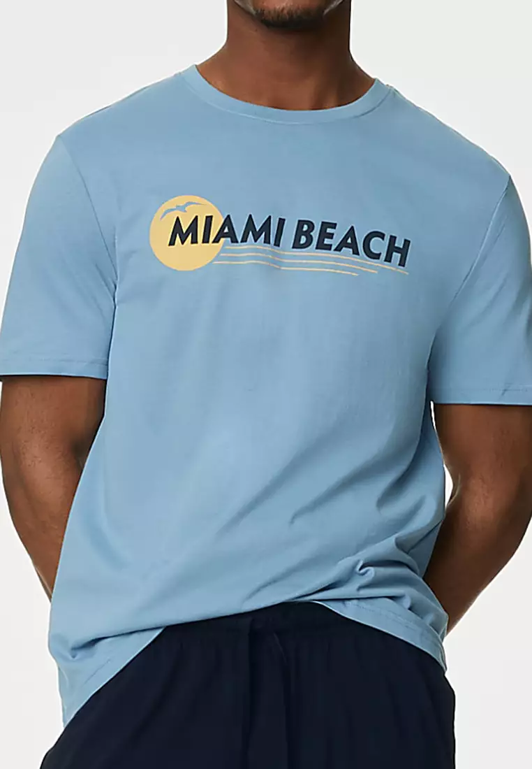 Pure Cotton Miami Beach Graphic Pyjama Set