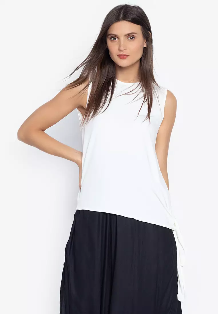 Sleeveless Asymmetric Hem Top