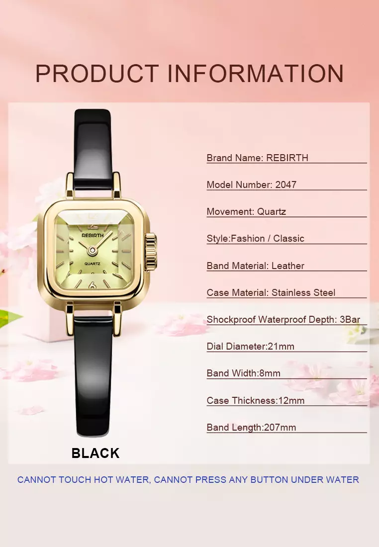 Jam Tangan Wanita Original Square Mode Tali Kulit Anti Air Jam Tangan Cewek