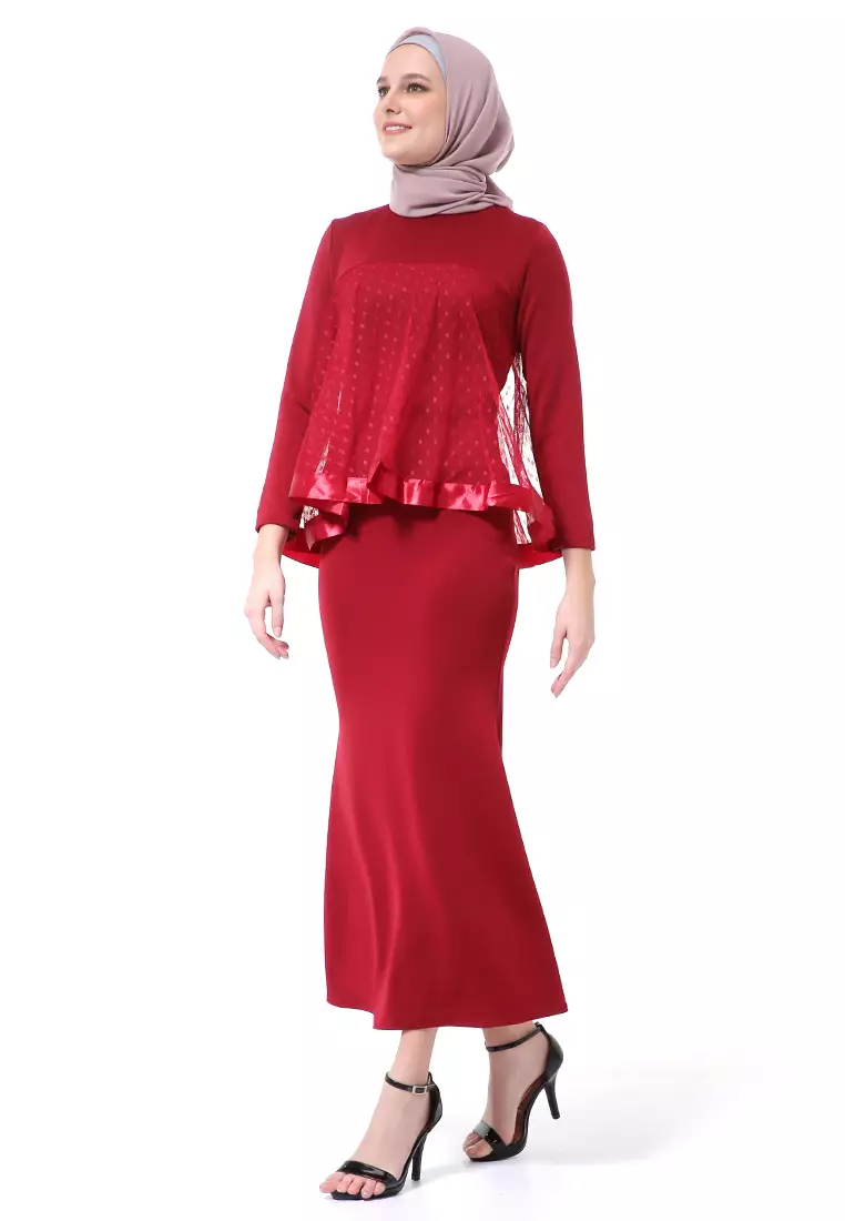 Gaun Model Duyung Fashion Muslimah Atasan Wanita Long Stlye Premium High Quality - Maroon