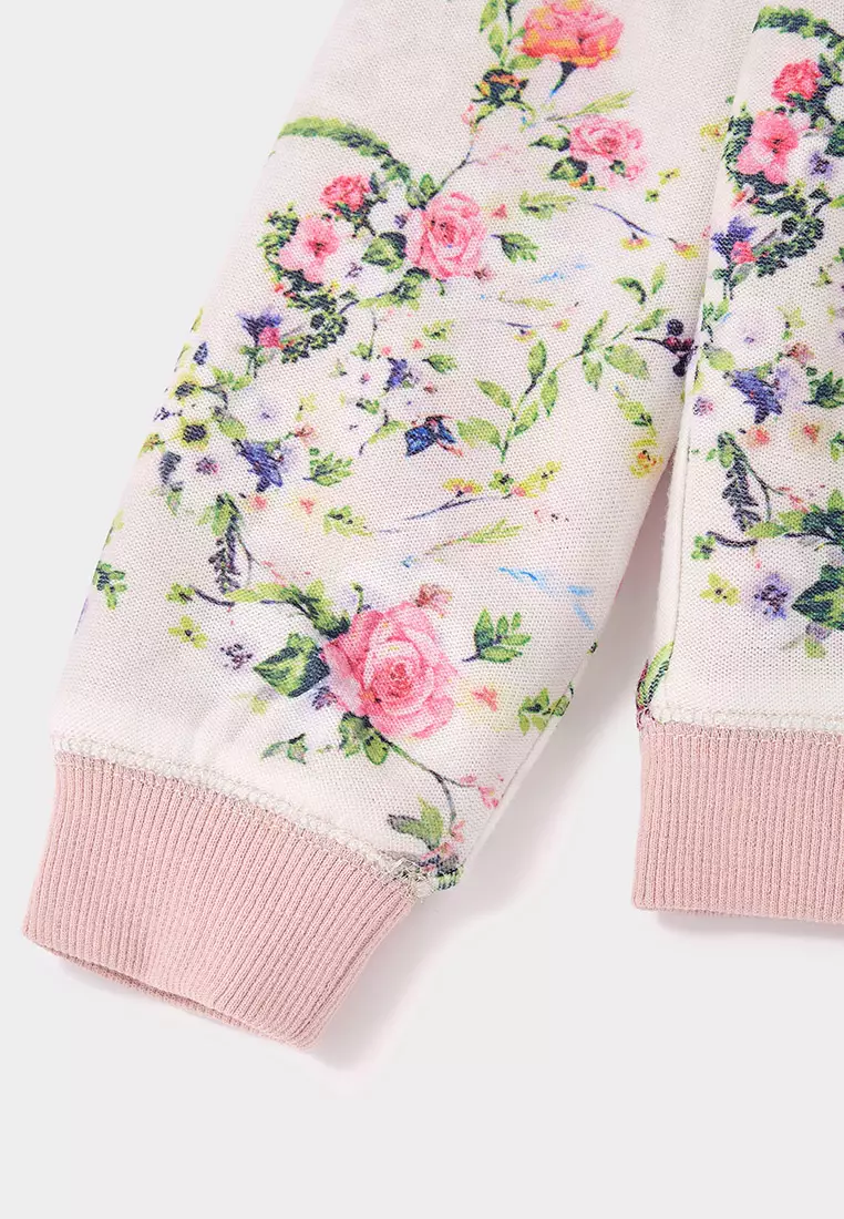 Faye Cathy Reversible Faux Fur and Floral Print Sweatshirt