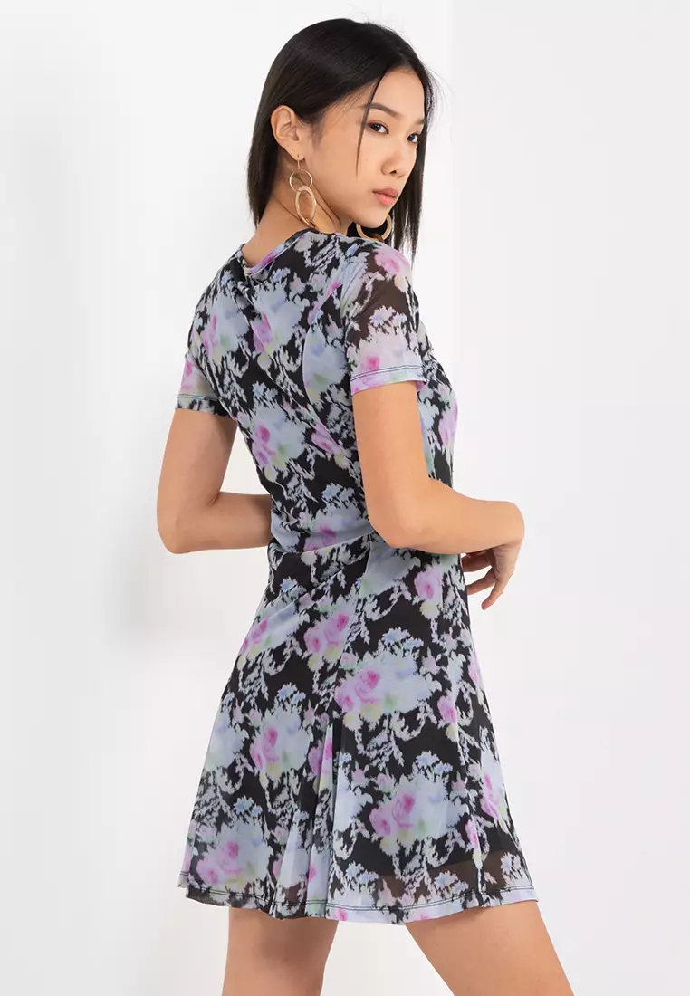 TOPSHOP Floral Ruched Mesh Mini Dress 2024 Buy TOPSHOP Online