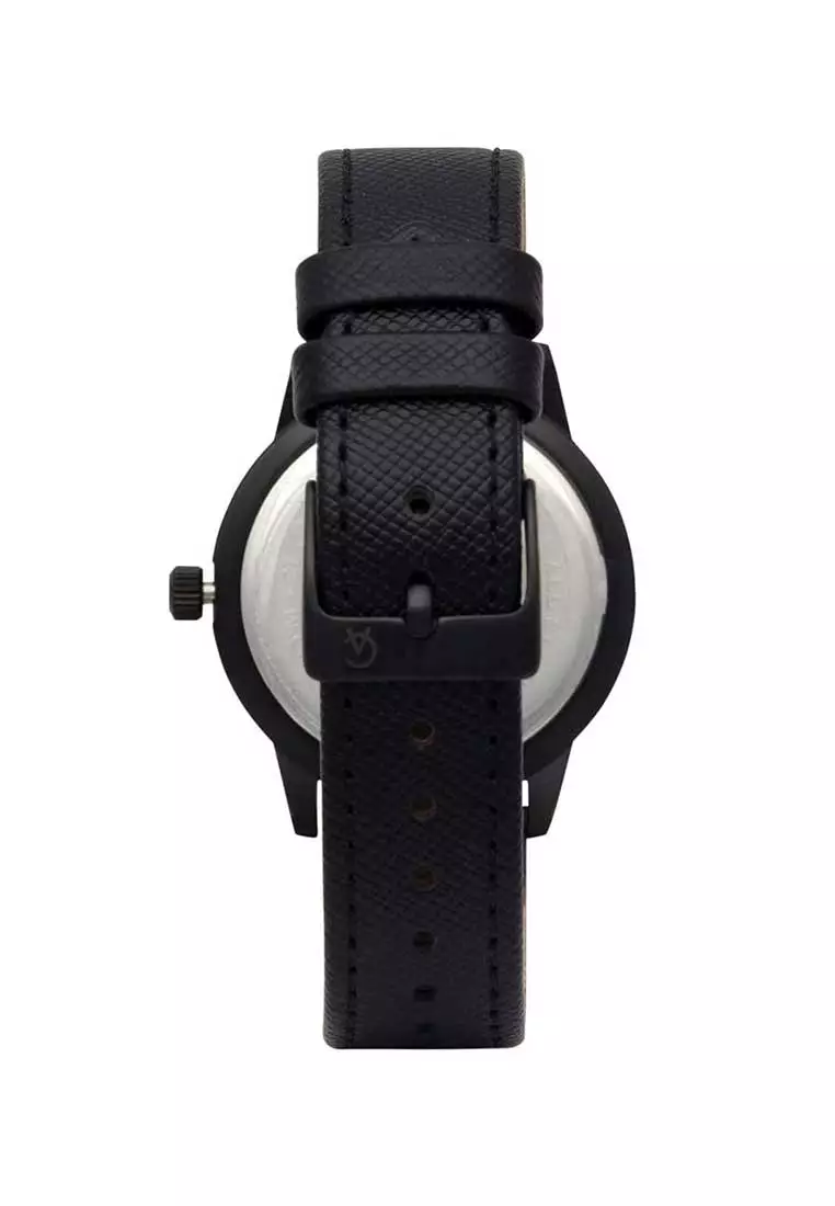 Alexandre Christie Jam Tangan Wanita - Black Rosegold - Leather - 5002 LDLIPBARG