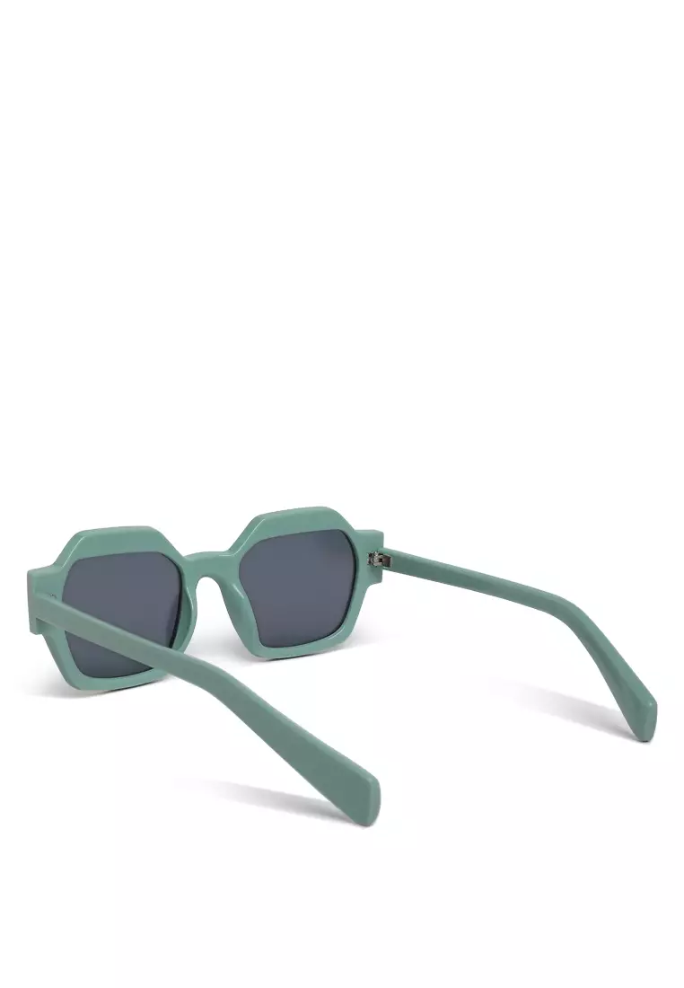 Bevel Frame Square Sunglasses in Mint Green