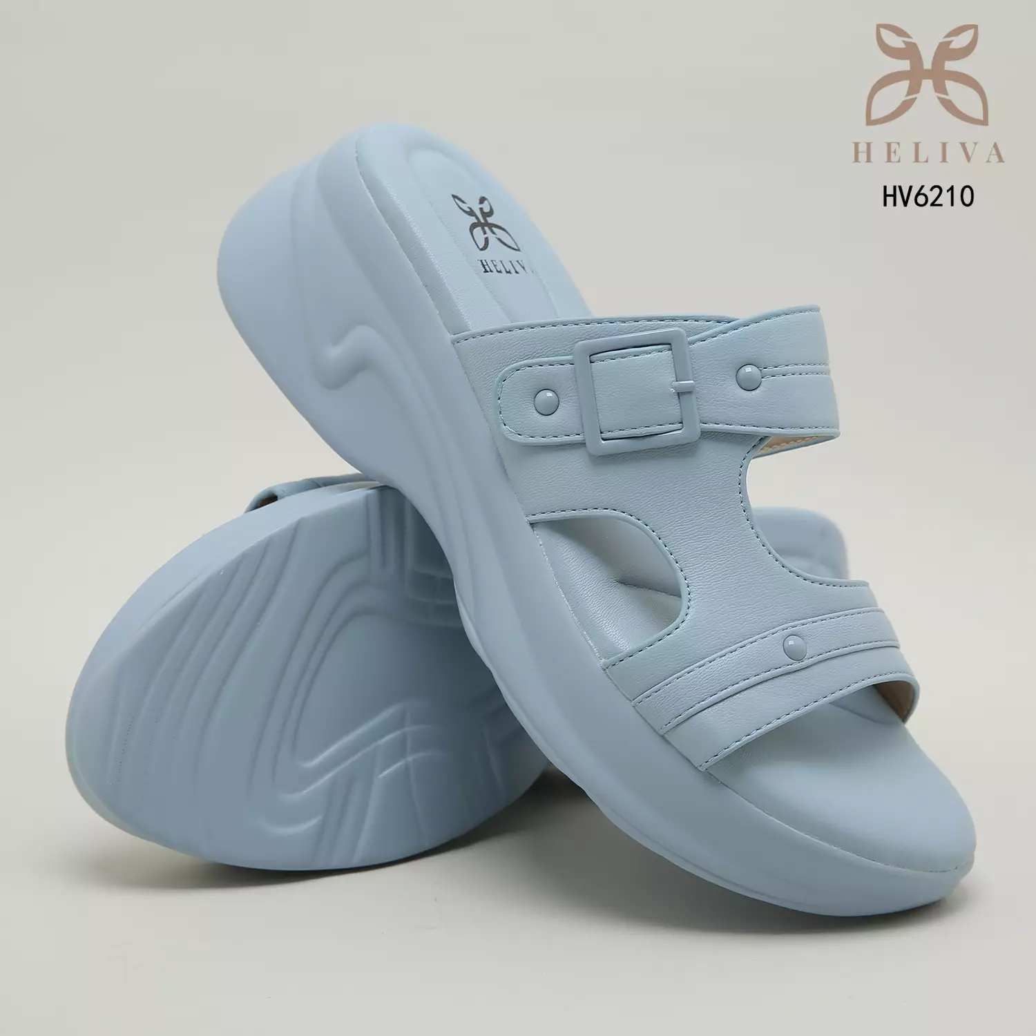 Heliva Julia Slide Slip On Wedges Double Strap Sol 5 cm