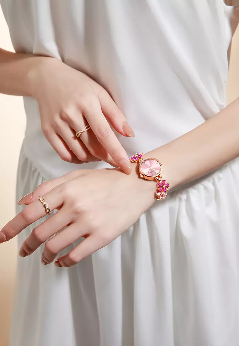 Jam Tangan Wanita Original Anti Air Korea Fashion Tali Gelang Jam Tangan Cewek Kuarsa pink