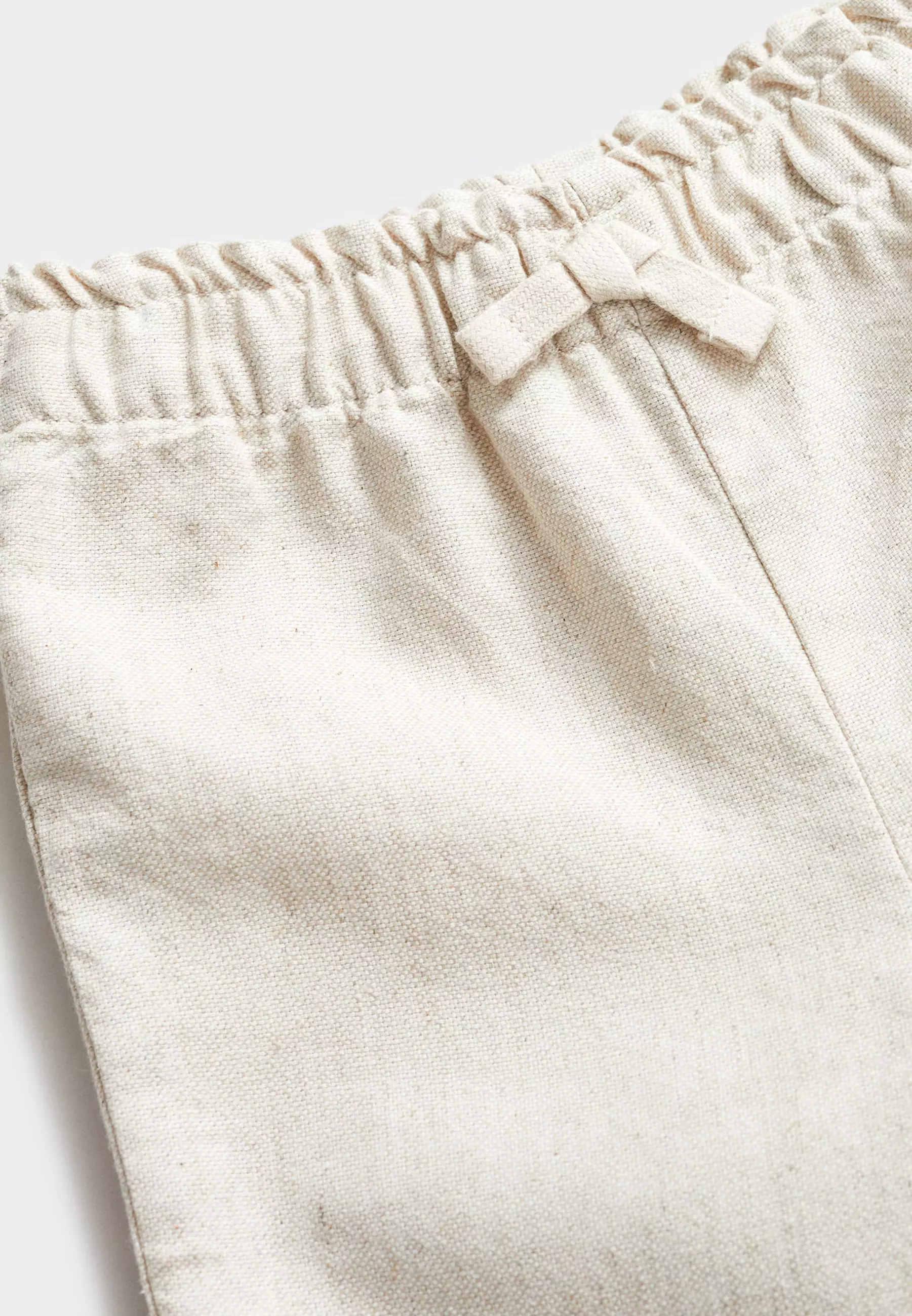 Linen-Blend Elastic Waist Trousers