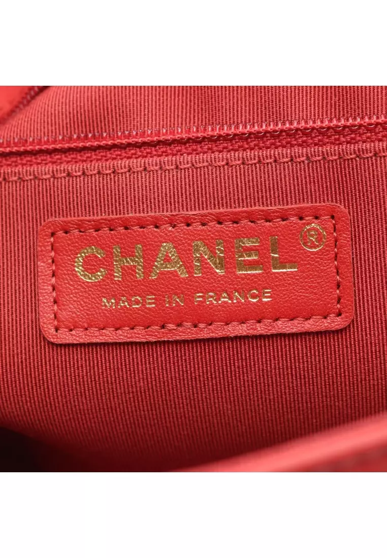 Pre-Loved Chanel coco mark W chain shoulder bag chain shoulder bag lambskin Red gold hardware