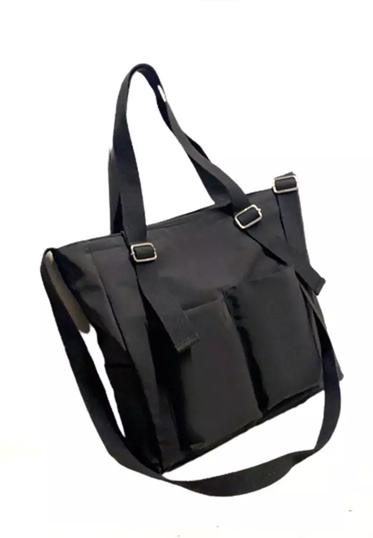 Eilaria Tas Selempang Jinjing Wanita Crossbody Shoulder Bag Japanese Style Material Nylon ORIGINAL - Black