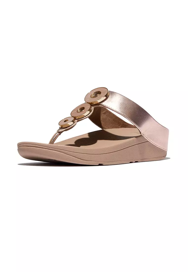 Fino Women Resin-hoop Leather Toe-post Sandals