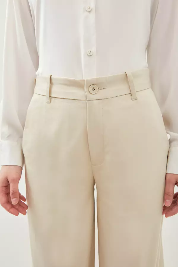 MINIMAL - Banou - Celana Kulot Lurus - Light Beige Warna Beige_Light