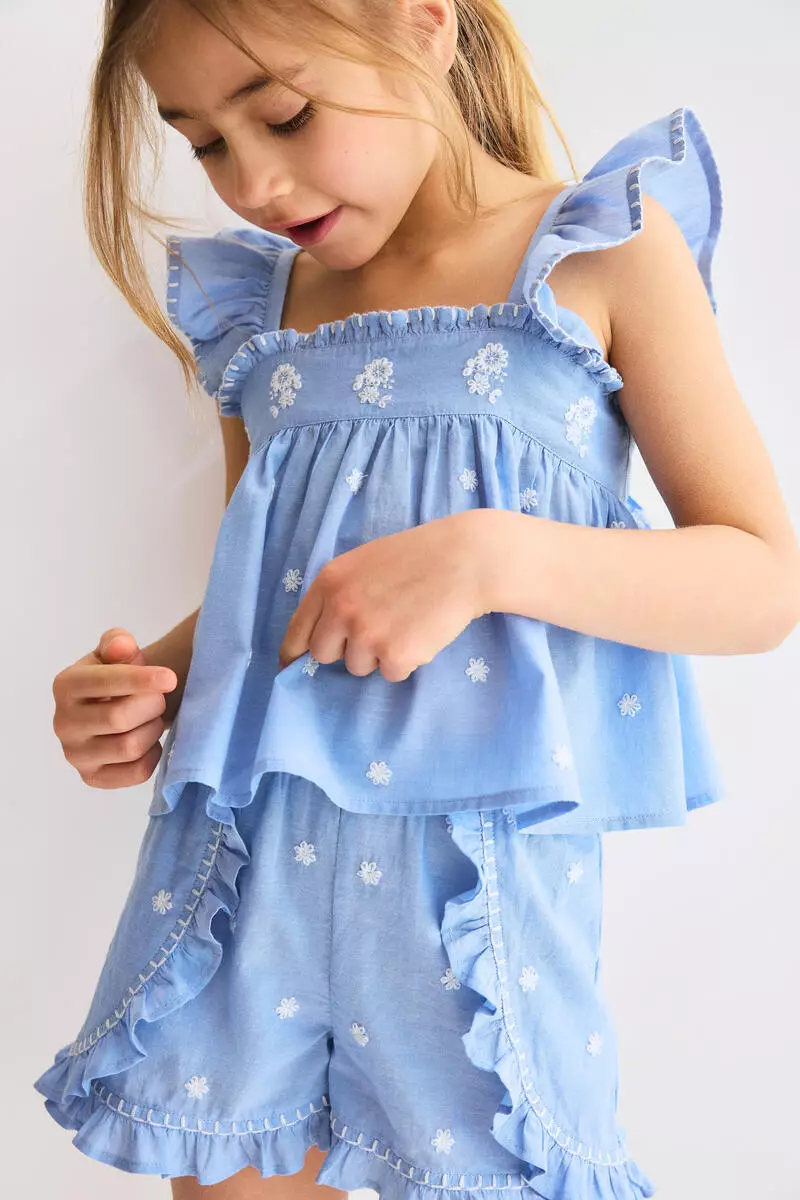 2-piece embroidered cotton set