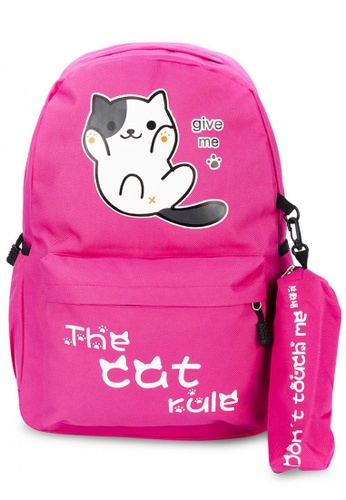the cat rule girl s school backpack bag with pencil case