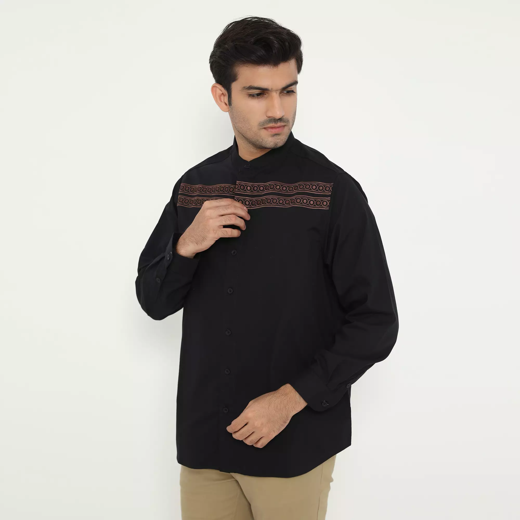 Ramadan Series | Ryusei Kemeja Kerah Koko Lengan Panjang Nakato Black
