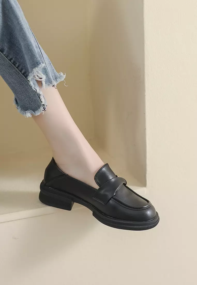 3.5CM Pleated Strap Synthetic Leather Loafers WW105-16