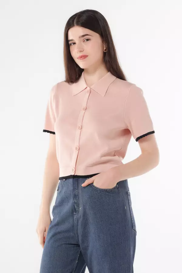 MINIMAL - Ranisyme - Atasan Rajut Crop - Pink Colour Grey_Light