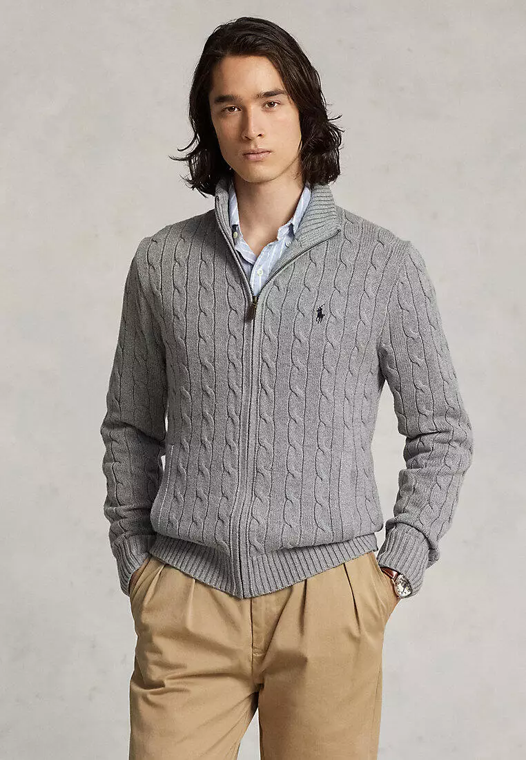 Buy Polo Ralph Lauren Cable-Knit Cotton Full-Zip Sweater 2026