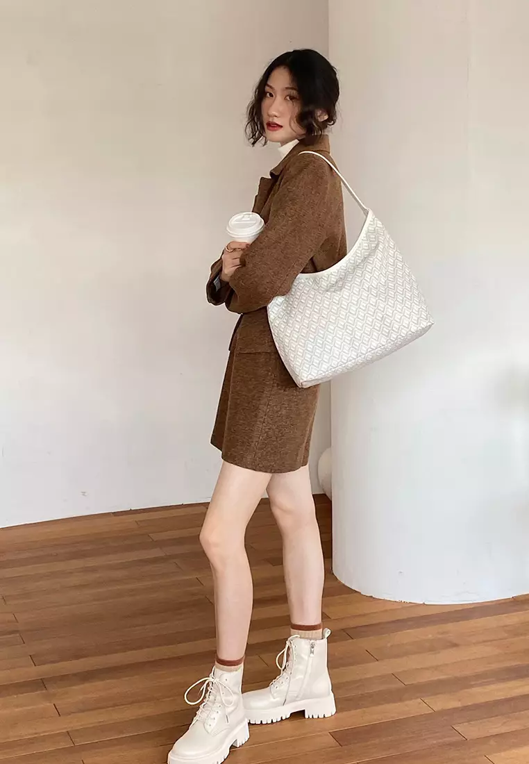 Half Round HOBO Bag - White