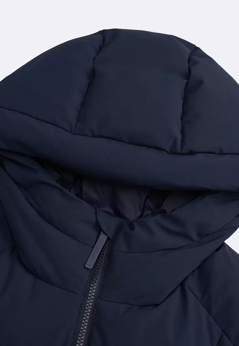 男裝 K-SWISS LOGO 防風防潑水連帽羽絨背心外套